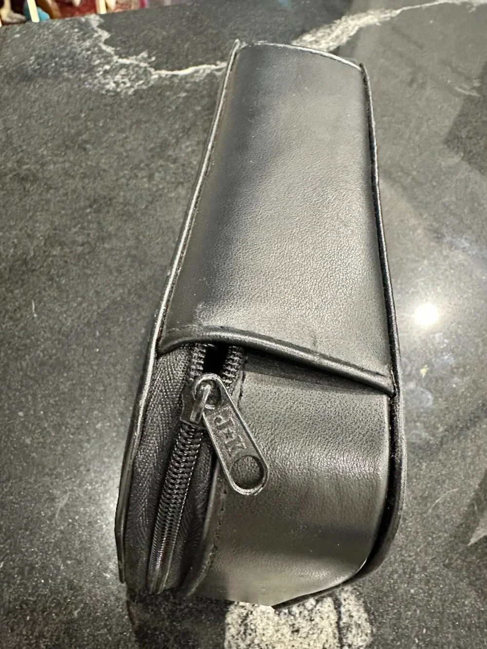 Mens GROOMING KIT- 2 section Black syn. Leather zipper  case Multiple NEW pieces